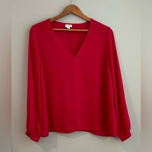 J Crew Factory flouncy red top
